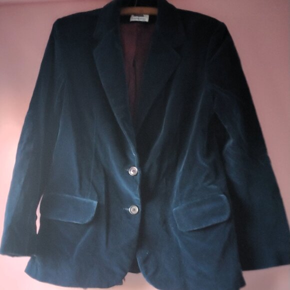 Vintage Blue Velvet Skirt Suit.  F. A. Chattah, LTD.  Medium ? - Picture 1 of 3
